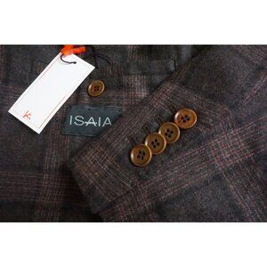 Isaia Napoli Cashmere Blend Red Plaid 2 Pc Suit Jacket Pants 38R NEW